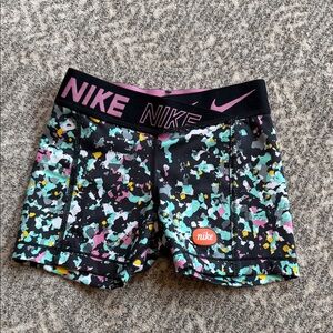 Nike Kids Black and Pink Athletic Shorts, XS